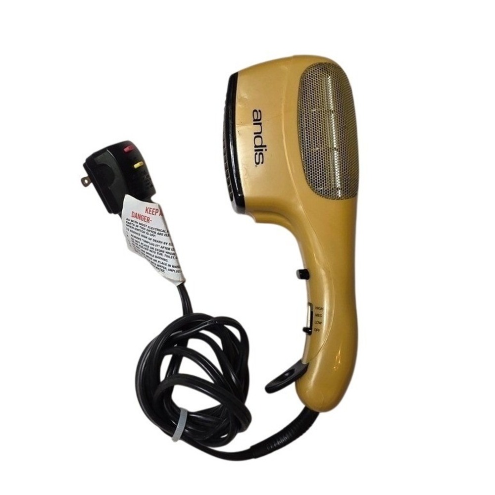 Andis HS-2 Hair Dryer 1875W Handheld Yellow Dual Voltage High Med Low Cool Shot